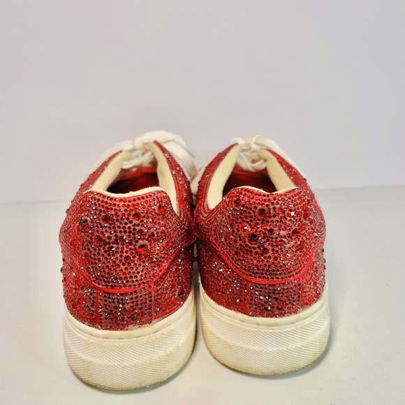 Betsey Johnson Sidny Red Rhinestone Platform Sneakers Tennis Shoes 9.5 - Picture 5 of 9